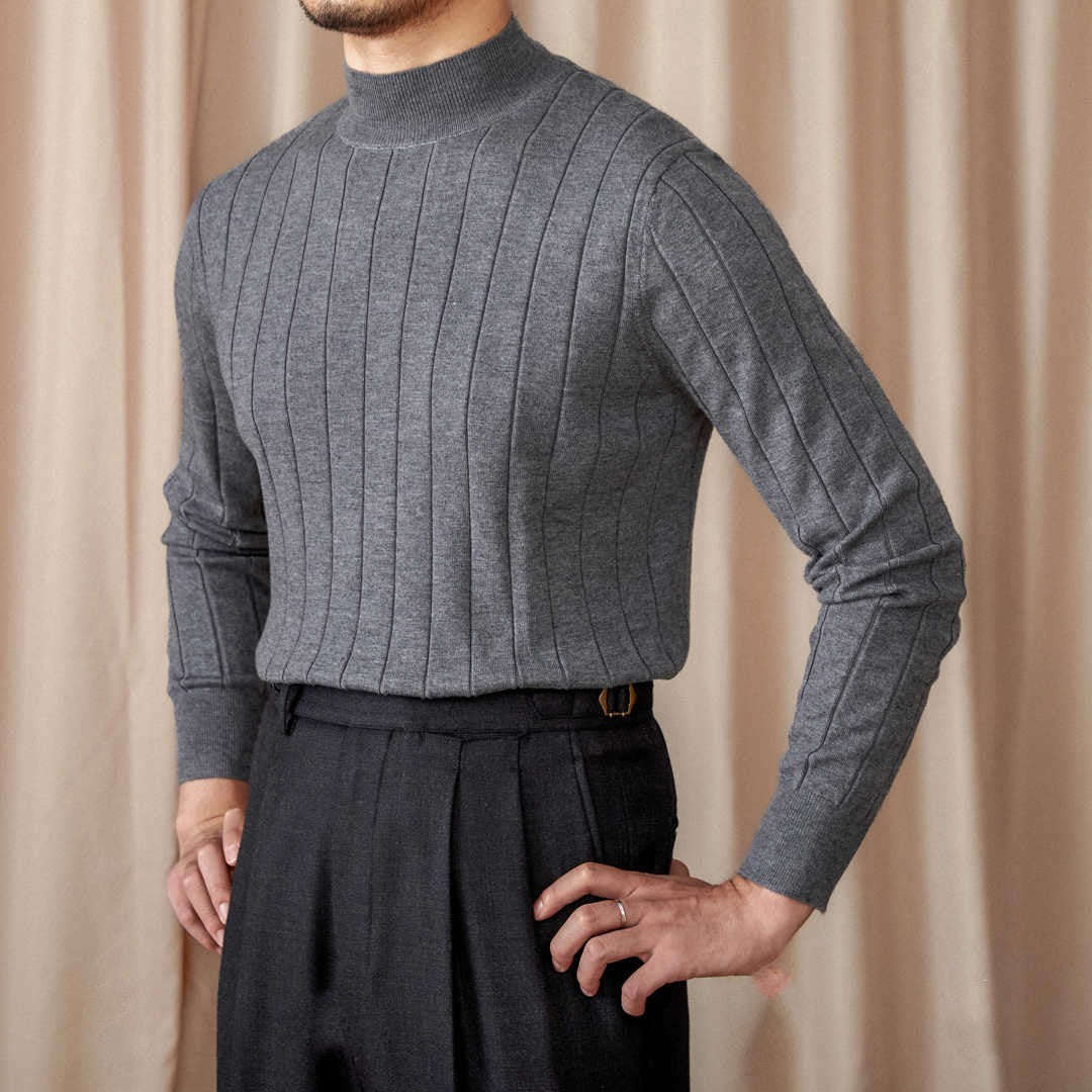 Italian Long Sleeve Mock Neck Sweater